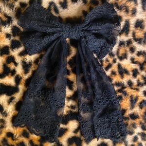 Black Lace Bow Hair Clip - Women Accessories